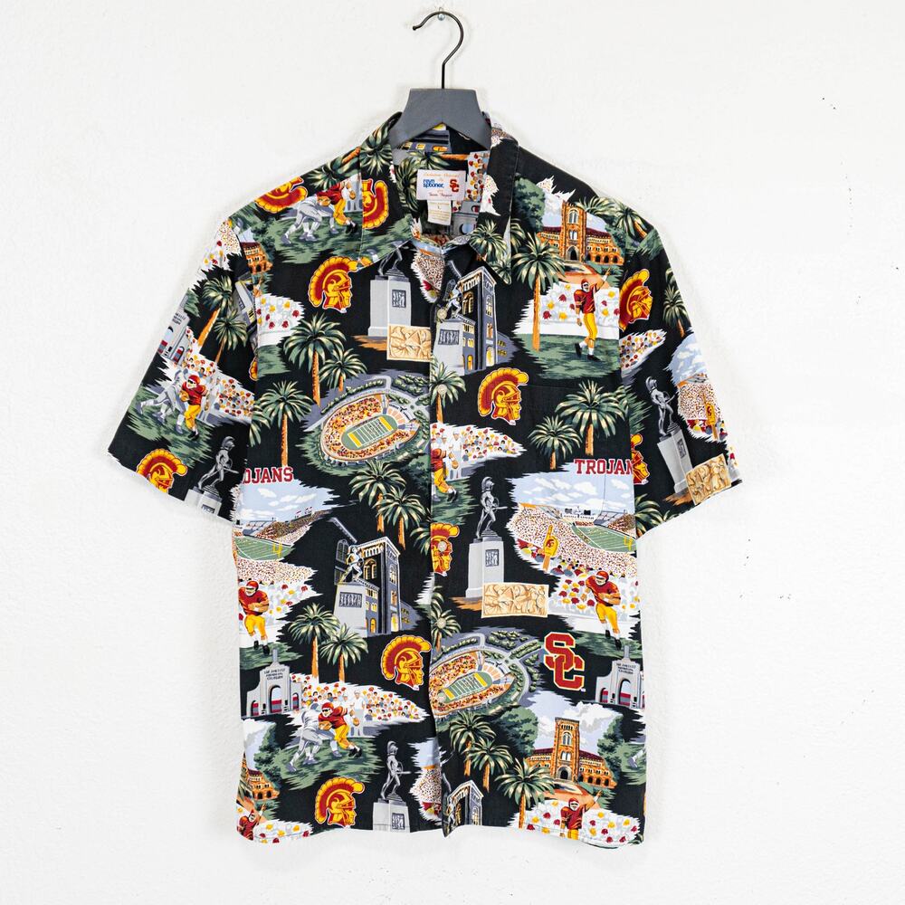 Reyn Spooner USC Trojans Hawaiian Shirt NCAA Football sz Large
